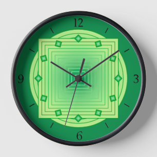 Horloge Art déco géométrique, émeraude et vert citron vert