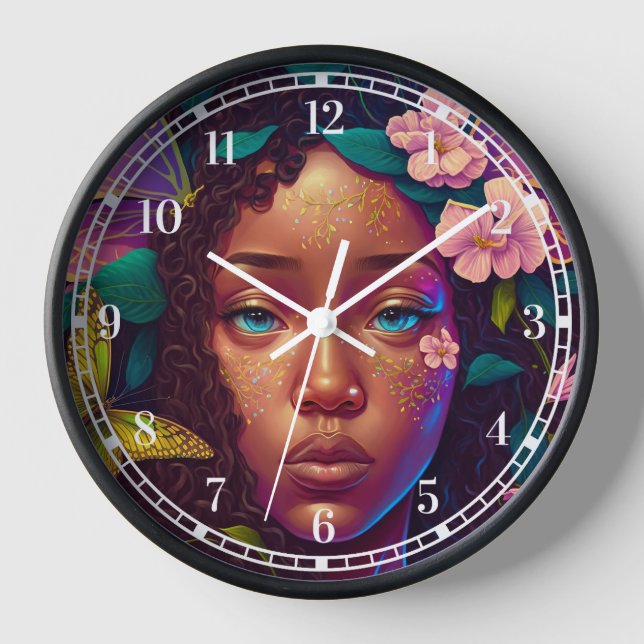 Horloge Art d'Imaginaire Fée Noire Africain (Recto)