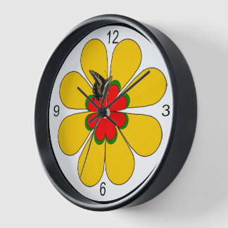 Horloge - Art floral avec papillon