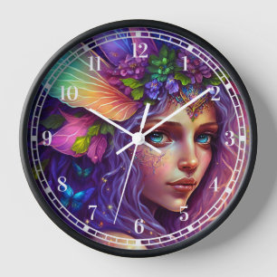 Horloge Art Imaginaire Fée coloré