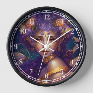 Horloge Art Imaginaire Fée Elfe Violet