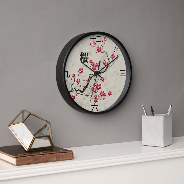 Horloge Art oriental de fleurs de cerisier de Sakura de (Bureau)