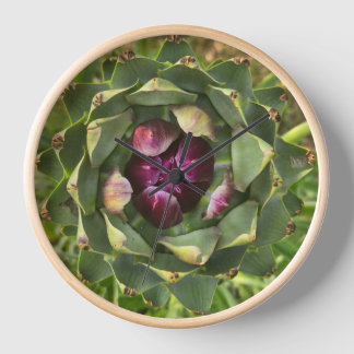 Horloge Artichaut toscan vibrant vert et violet
