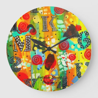 Horloge artistique colorée par Patricia Stuart Ori