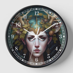 Horloge artistique de Deer Lady Imaginaire