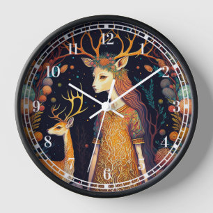 Horloge artistique de Deer Lady Imaginaire