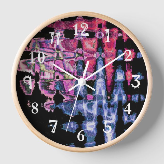 Horloge Assez mignonne pourpre Cendres Gris et Noir Aquare (Recto)