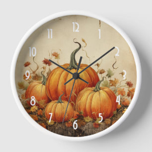 Horloge Automne Rustique Orange Citrouille
