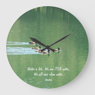 Horloge avec canards nageant dans un lac