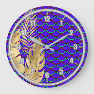 Horloge avec Feuilles et échelles de couleur or