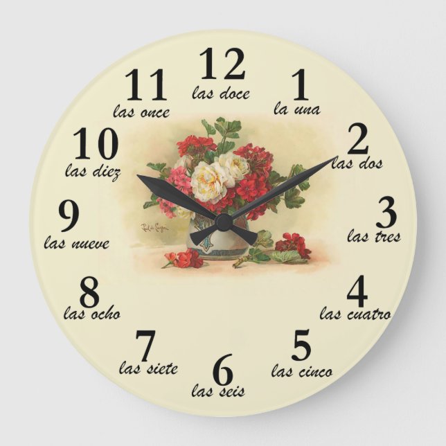Horloge avec image vintage et numéros en espagnol (Recto)