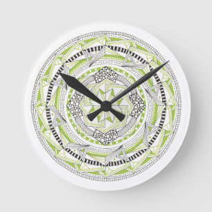Horloge avec Mandala originale Inspiré Design Vert