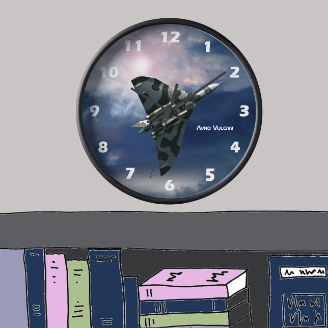 Horloge Avion classique, Avro Vulcan delta aile, votre nom (Créateur téléchargé)