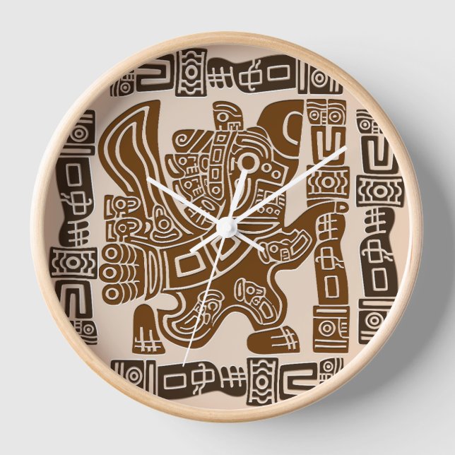 Horloge Aztec Eagle Guerrier Tribal Art antique (Recto)