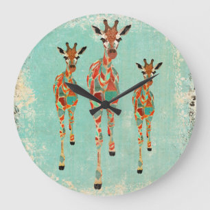 Horloge azurée et ambre vintage de girafes