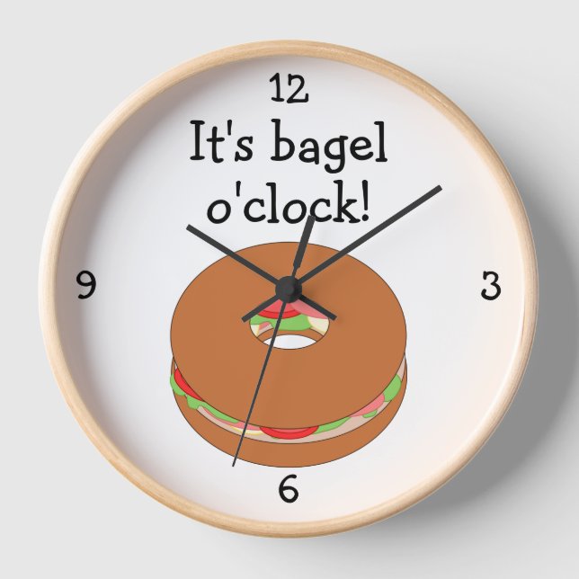 Horloge Bagel O'Clock amusant graphique alimentaire (Recto)