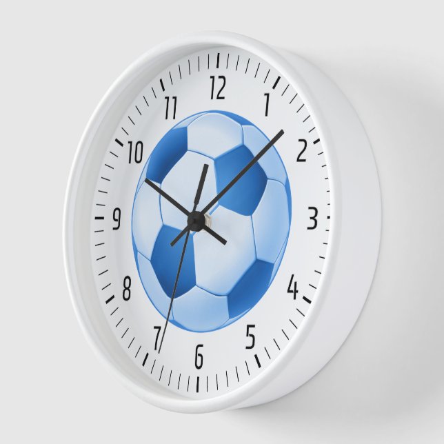 Horloge Balle de soccer bleu (Angle)