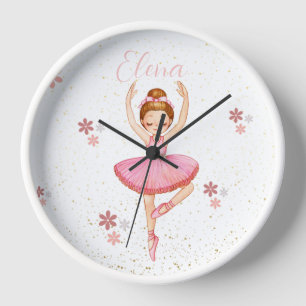 Horloge Ballerina fille rose pépinière personnalisée