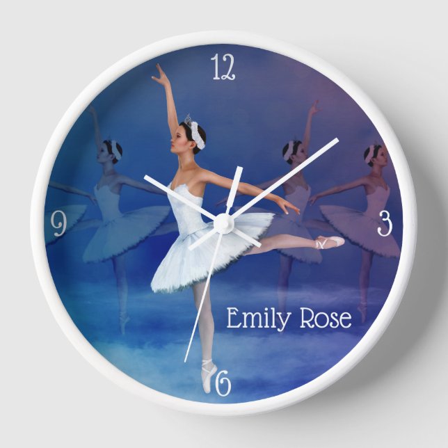 Horloge Ballerina gracieuse en Tutu blanc et chaussures Ru (Recto)