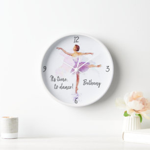 Horloge Ballerina personnalisée "Time to Dance" (plus le n