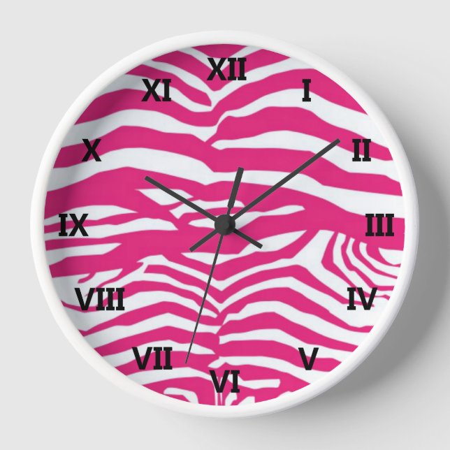 Horloge Bandes de zèbre rose (Recto)