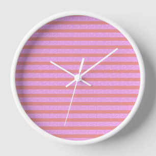 Horloge Bandes géométriques roses