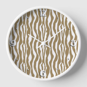 Horloge Bandes Zèbre - Taupe Tan et Blanc