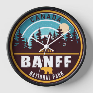 Horloge Banff NP Canada Montagnes Rocheuses Souvenirs Vint