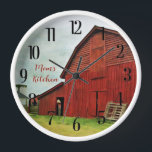 Horloge BARN pittoresque ROUGE RUSTIQUE<br><div class="desc">J'adore cette photo et cette grange. Photo prise d'une ancienne grange à Clinton, GA — la ville natale de mon ami. J'ai la photo au mur dans mon salon à New York — peu importe où vous vivez, si vous tombez amoureux de cette grange. Peut aussi faire un cadeau unique...</div>