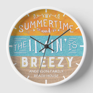 Horloge Beach House Nautical Breezy été Ajouter un nom