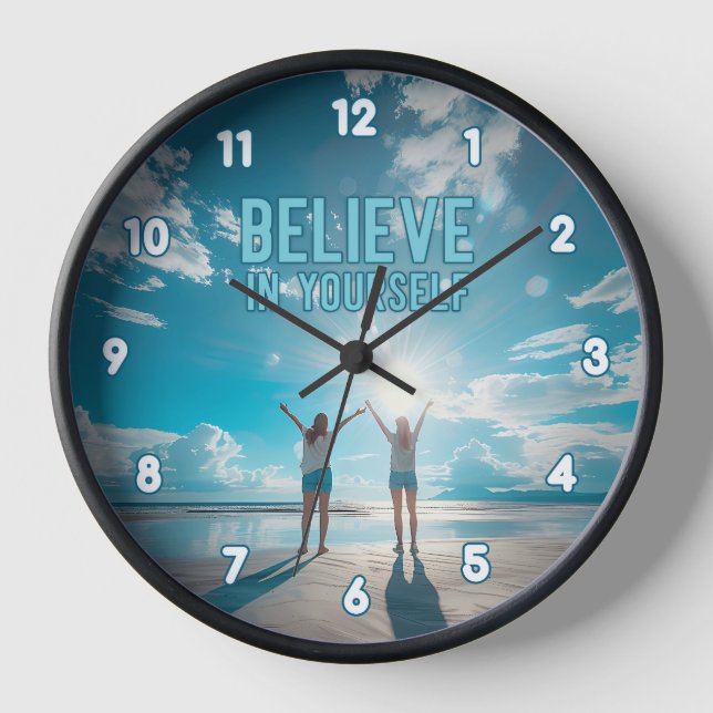 Horloge Beach Scene Croyez en vous Inspiration (Recto)