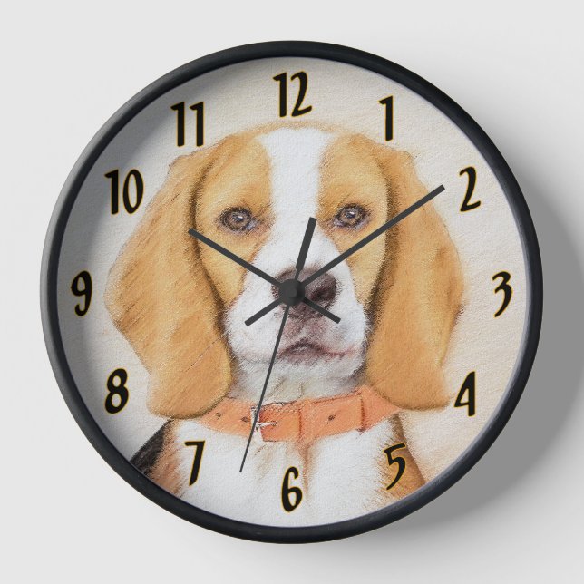 Horloge Beagle Hound Dog Peinture Animal Art original (Recto)