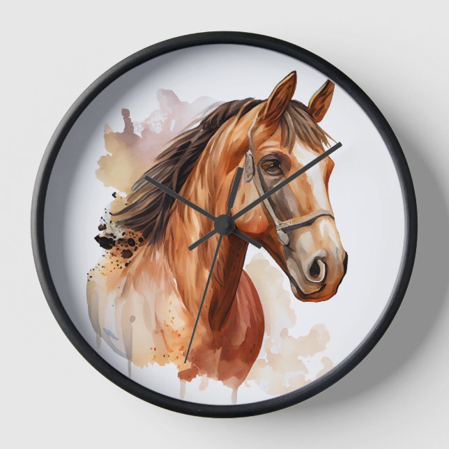 HORLOGE BEAU CHESTNUT WATERCOLOR CHEVAUX TÊTE (Recto)