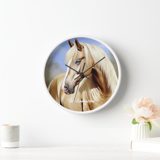 Horloge Beau cheval Palomino  (Maison)