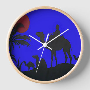 Horloge Beau Extraordinaire Sunset Camel Safari Art Imprim