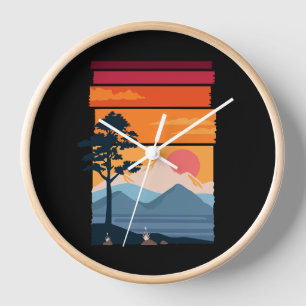Horloge Beauté de la nature au coucher du soleil sur une m