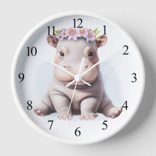 Horloge Bébé adorable Hippopotamus