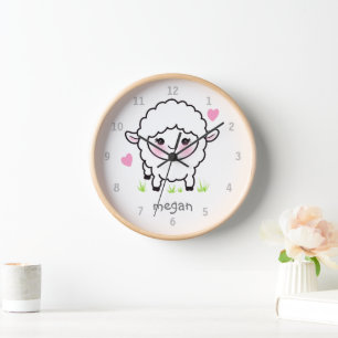 Horloge Bébé animal mignon mouton agneau pépinière cadenas