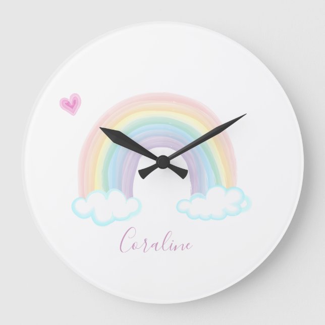 HORLOGE BÉBÉ ARC-EN-CIEL AQUARELLE (Recto)