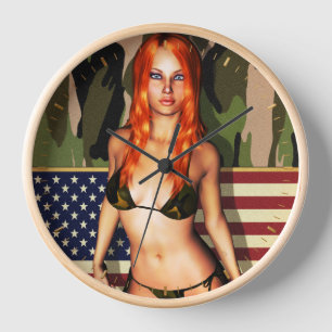Horloge Bébé de bikini de Camo d'Américain