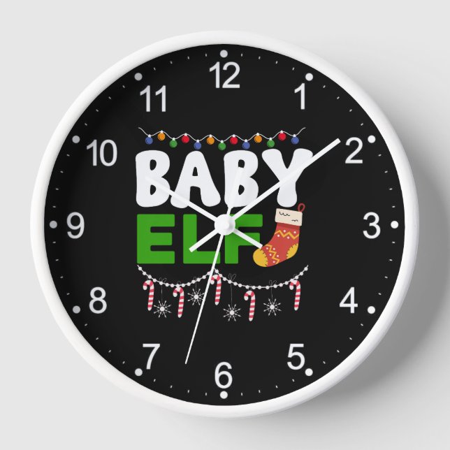 Horloge Bébé Elfe Noël Conception de vacances-84608 (Recto)