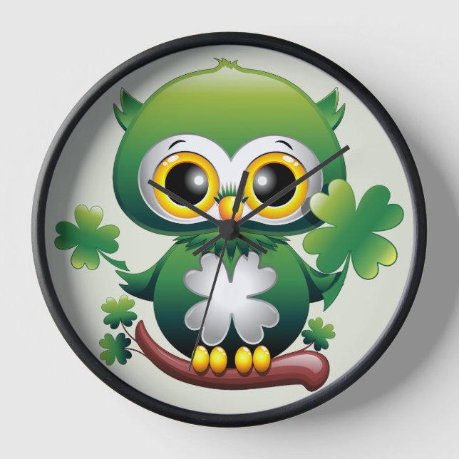 Horloge Bébé Hibou Mignon St Patrick Dessin Animé (Recto)