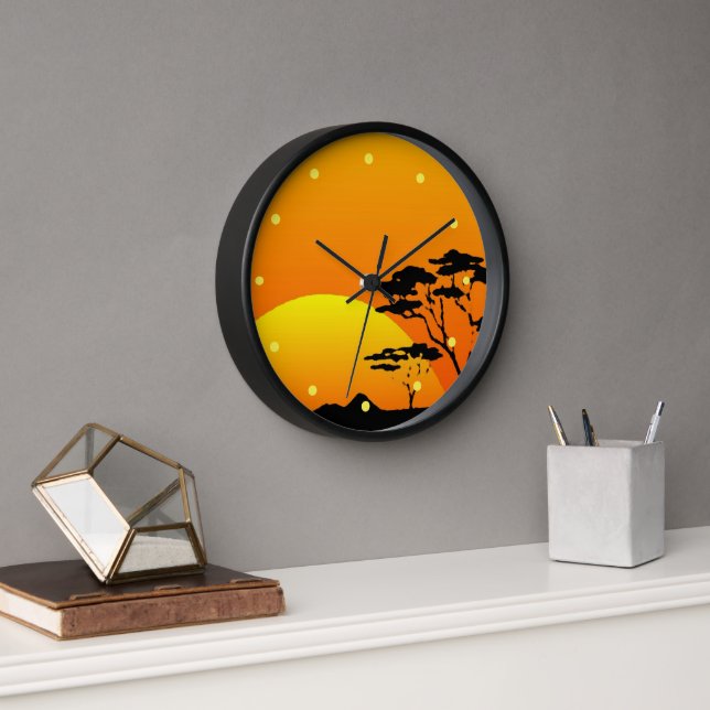Horloge Belle Afrique Safari Bright Orange Sunset (Bureau)