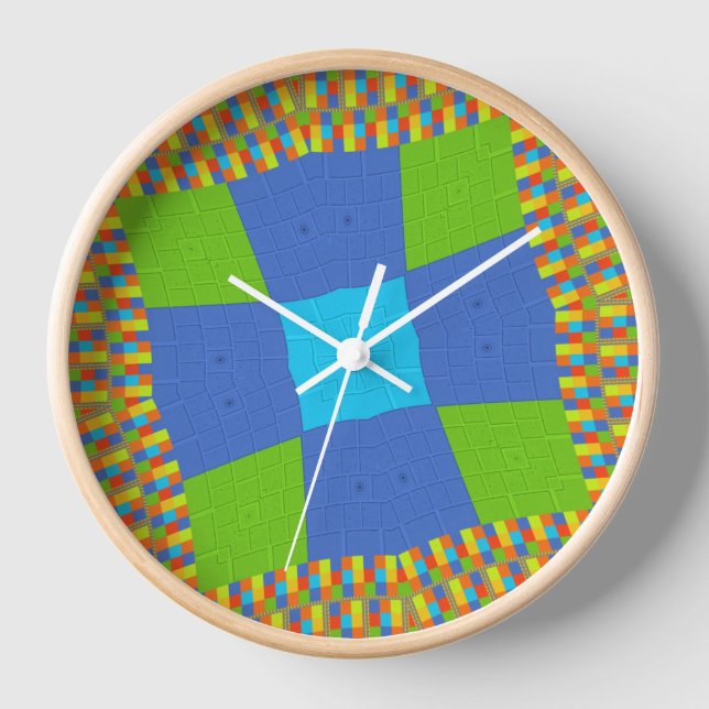 Horloge Belle Extraordinaire Vert Bleu Cyan Art Design d'i (Recto)