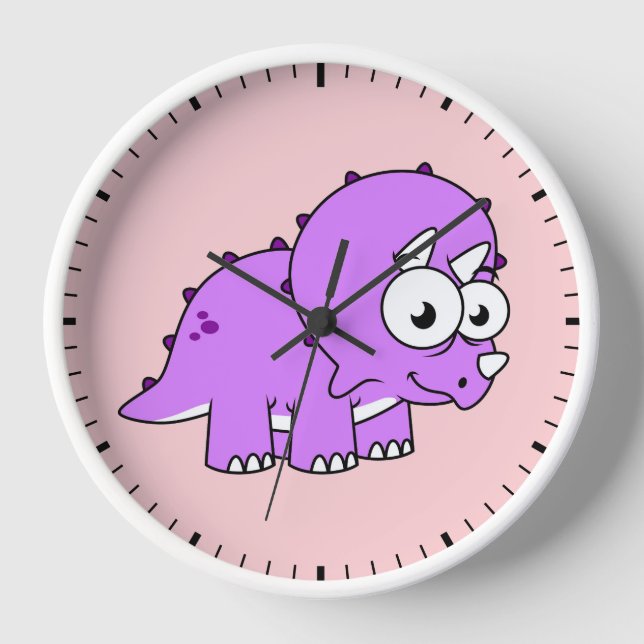 Horloge Belle Illustration D'Un Tricératops. (Recto)