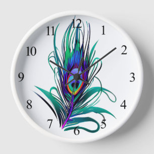 Horloge Belle plume de paon