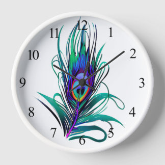 Horloge Belle plume de paon
