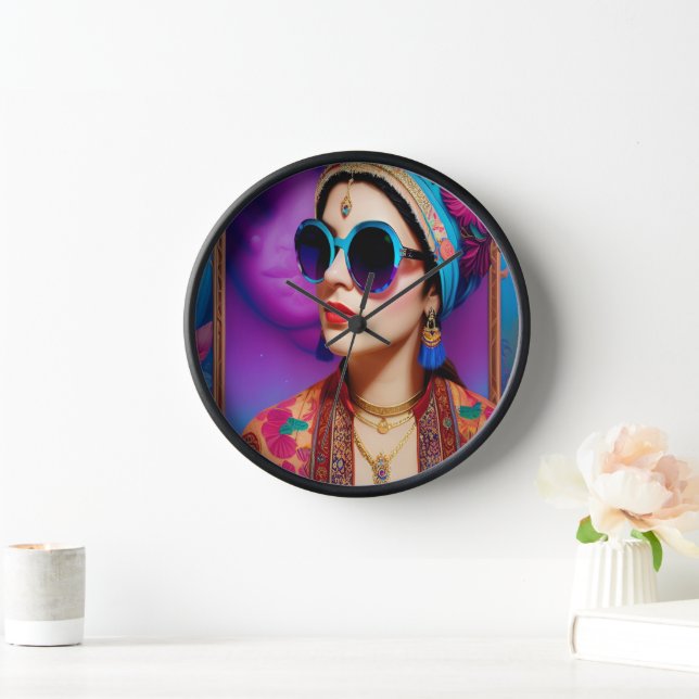 Horloge Belle princesse avec lunettes de soleil (Maison)