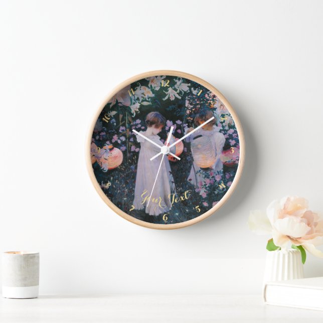 Horloge Belles filles Lanternes en papier Art Vintage Bois (Maison)