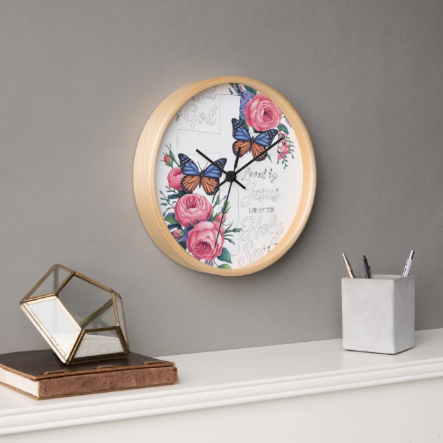 Horloge Béni par Dieu Aimé par Jésus Joyeux Jour de Pâques (Bureau)